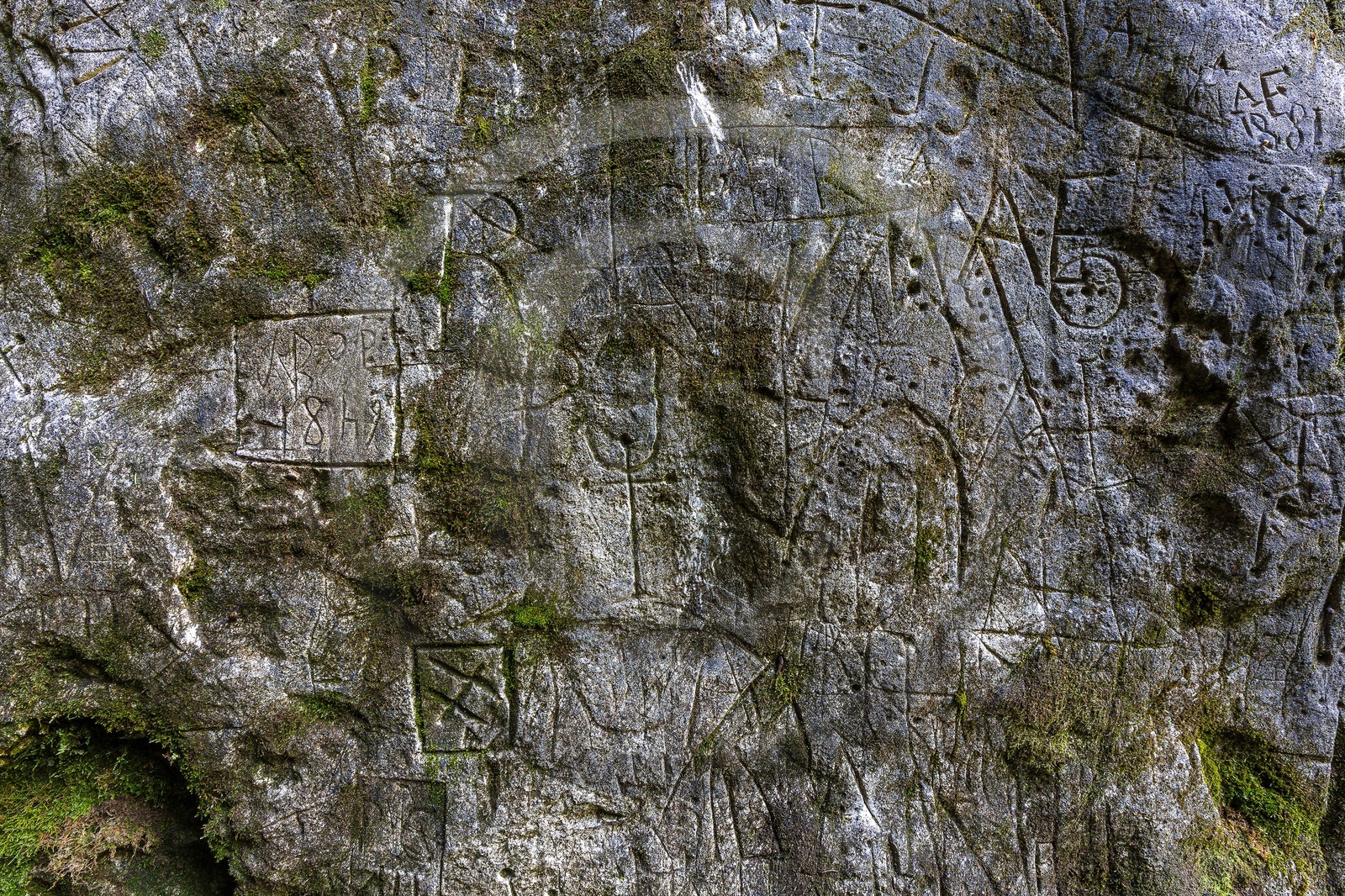 ENS de l'Isère, Plateau de la Molière et du Sornin, Le Puits aux Ecritures, gravures rupestres ENS de l'Isère, Plateau de la Molière et du Sornin, Le Puits aux Ecritures, gravures rupestres