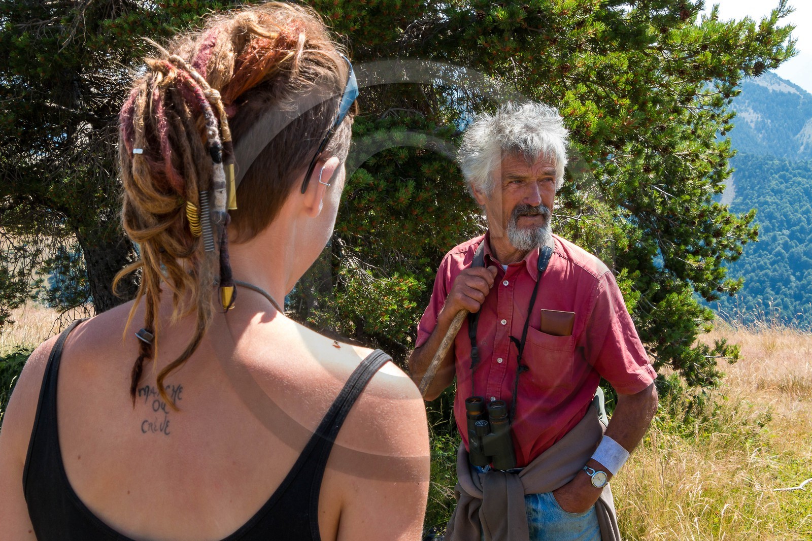 Alpage du Gau, le berger Guy Achard et Camille Magrit, bergère stagiaire