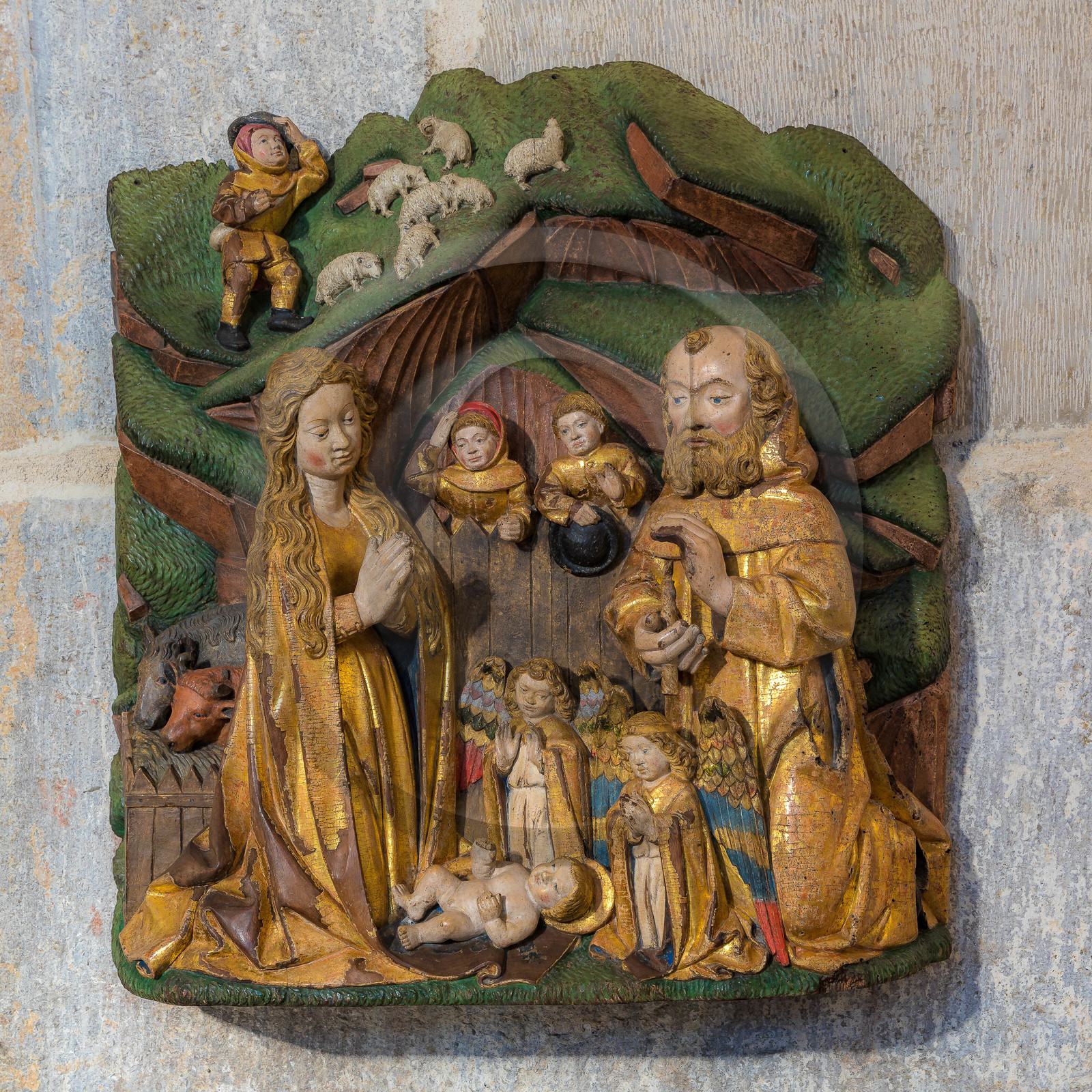 Nativité en bois polychrome du XVème siècle